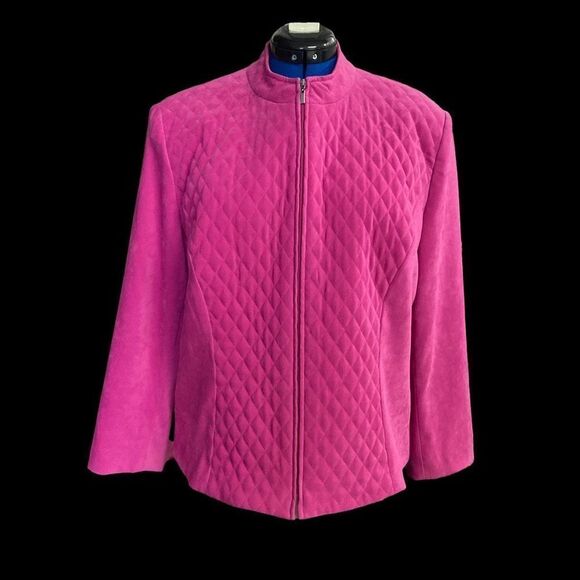 JM Collection by Jeniffer Moore Women’s Quilted Suede like Jacket Pink S… - Picture 10 of 12